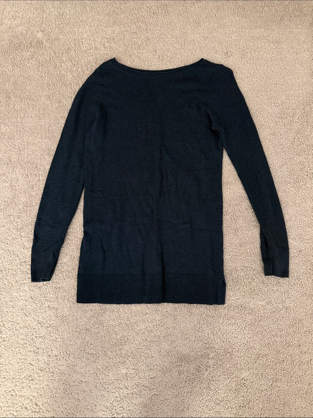 LOFT Dark Teal Scoop-Neck Lightweight Crew Sweater
